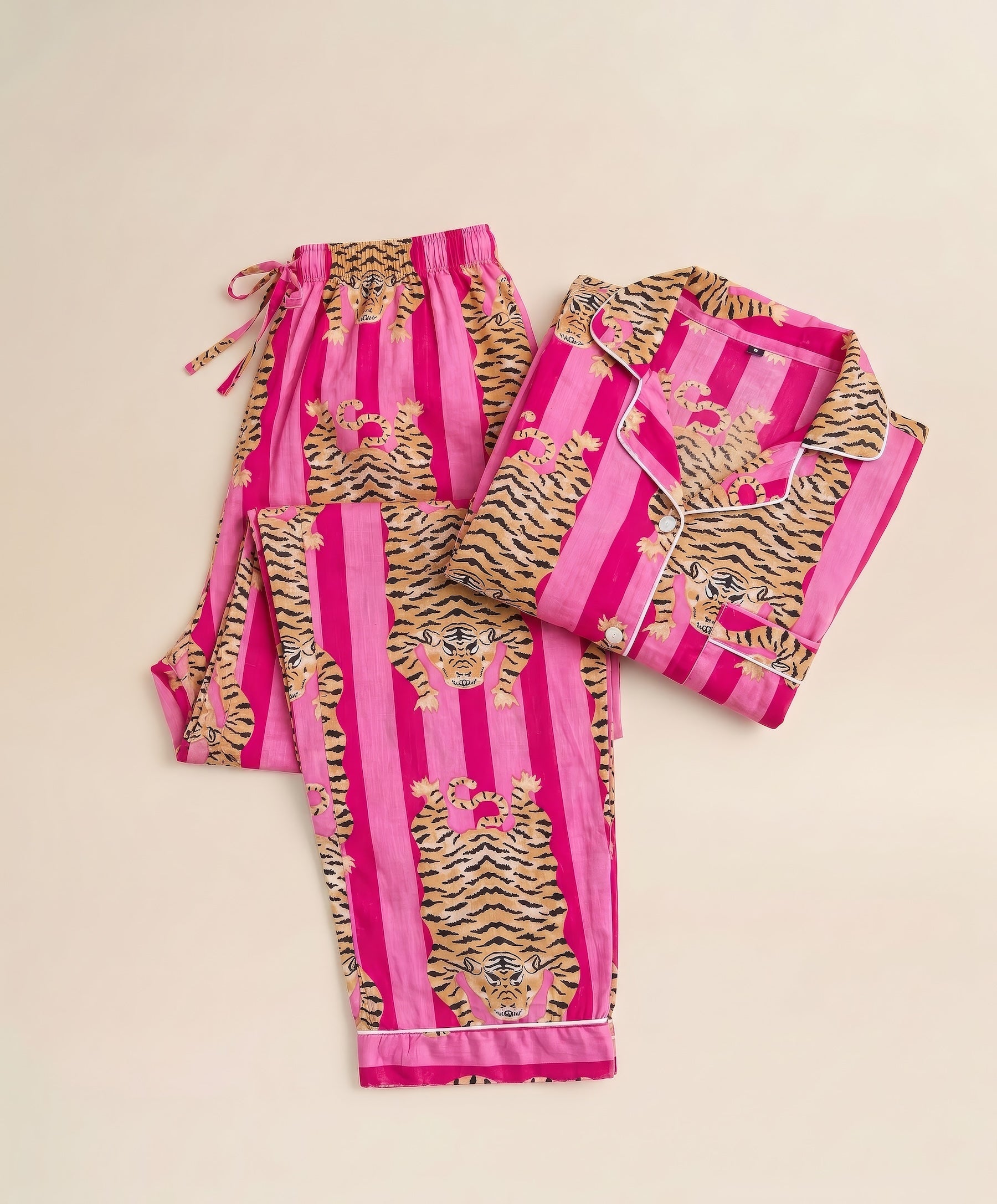 Pyjamas - Pink Stripe Tiger Print