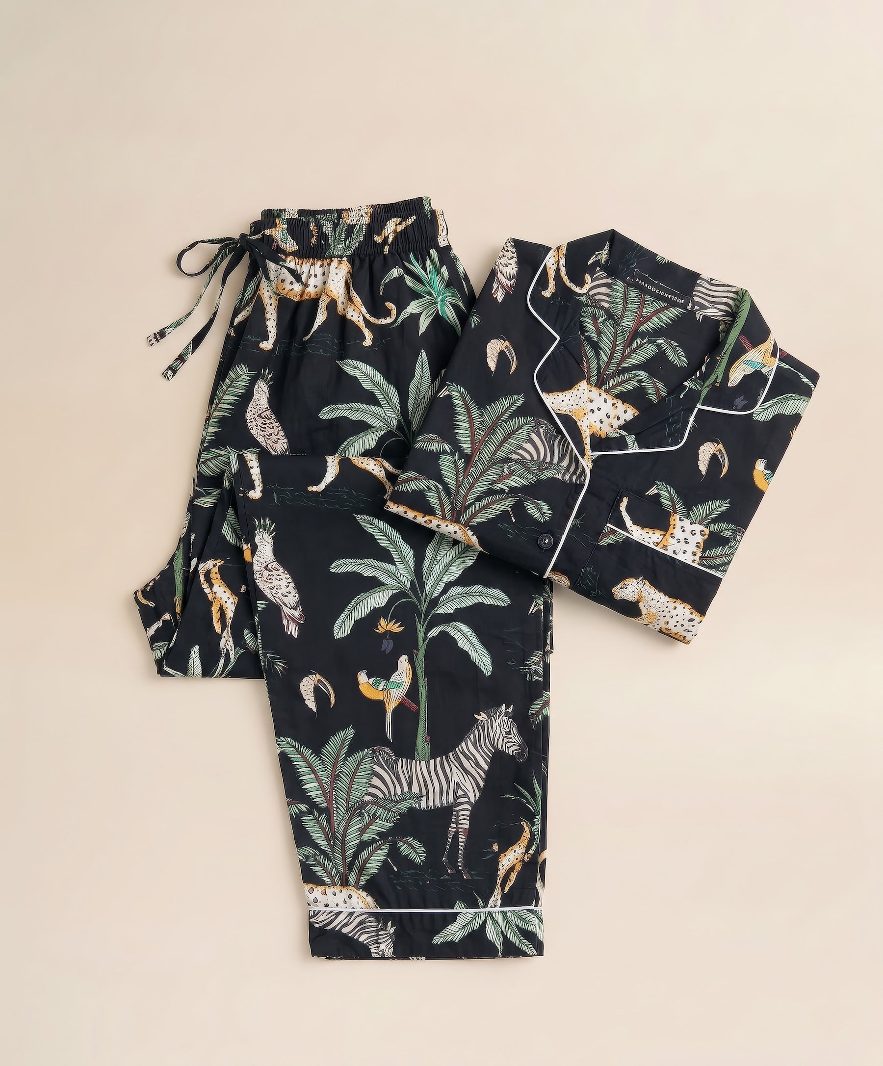 Pyjamas - Black Tropical Print