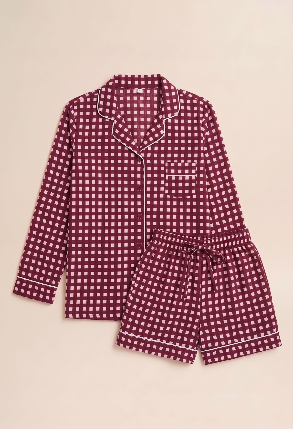 Pyjamas - Burgundy Gingham Short