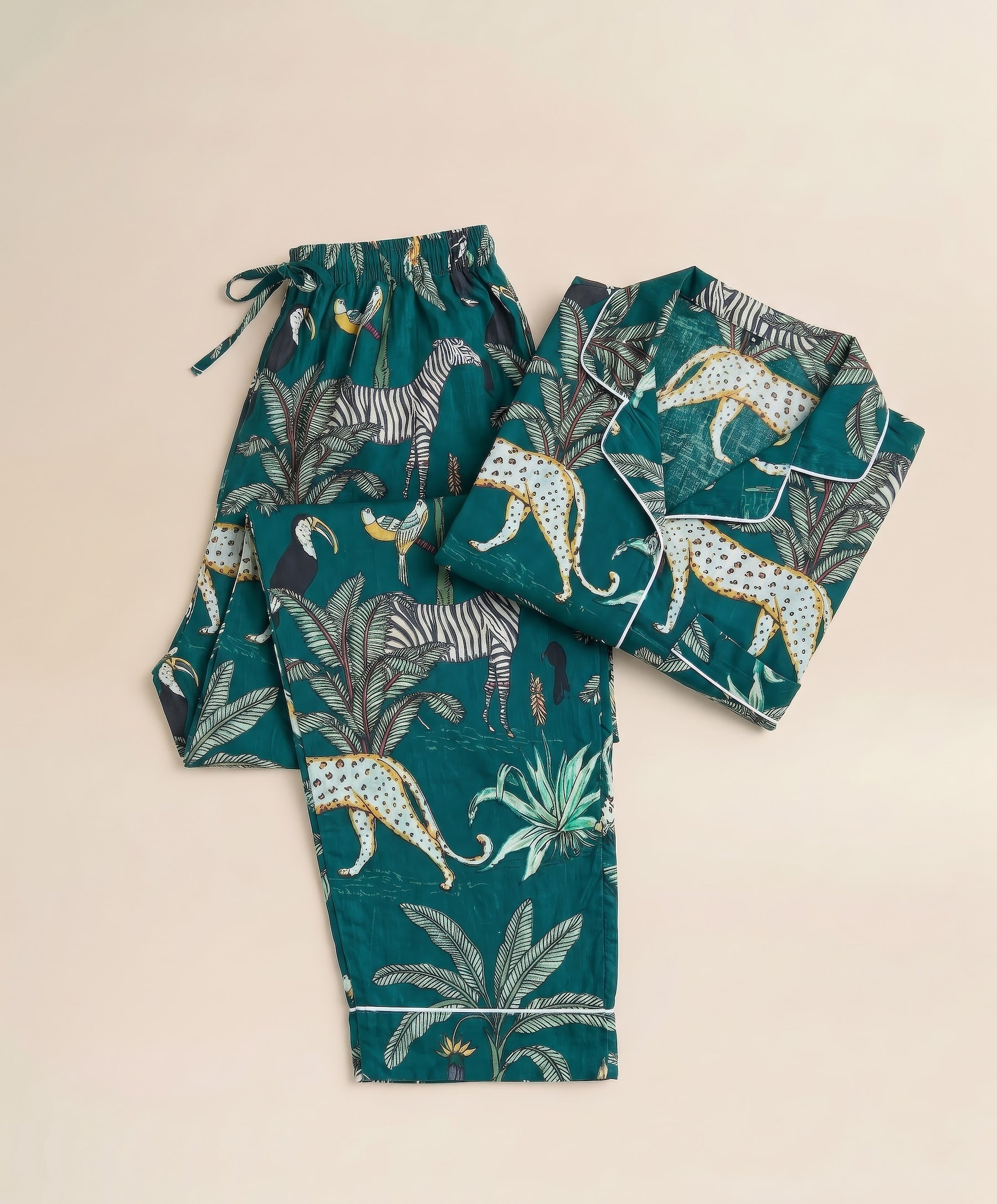 Pyjamas - Jade Green Tropical Print