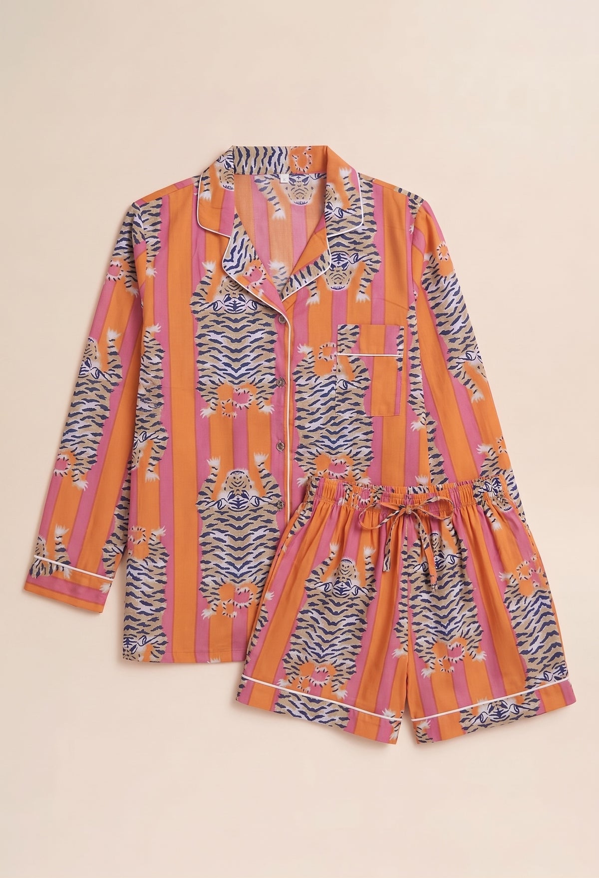 Pyjamas - Orange & Pink Tiger Stripe Short