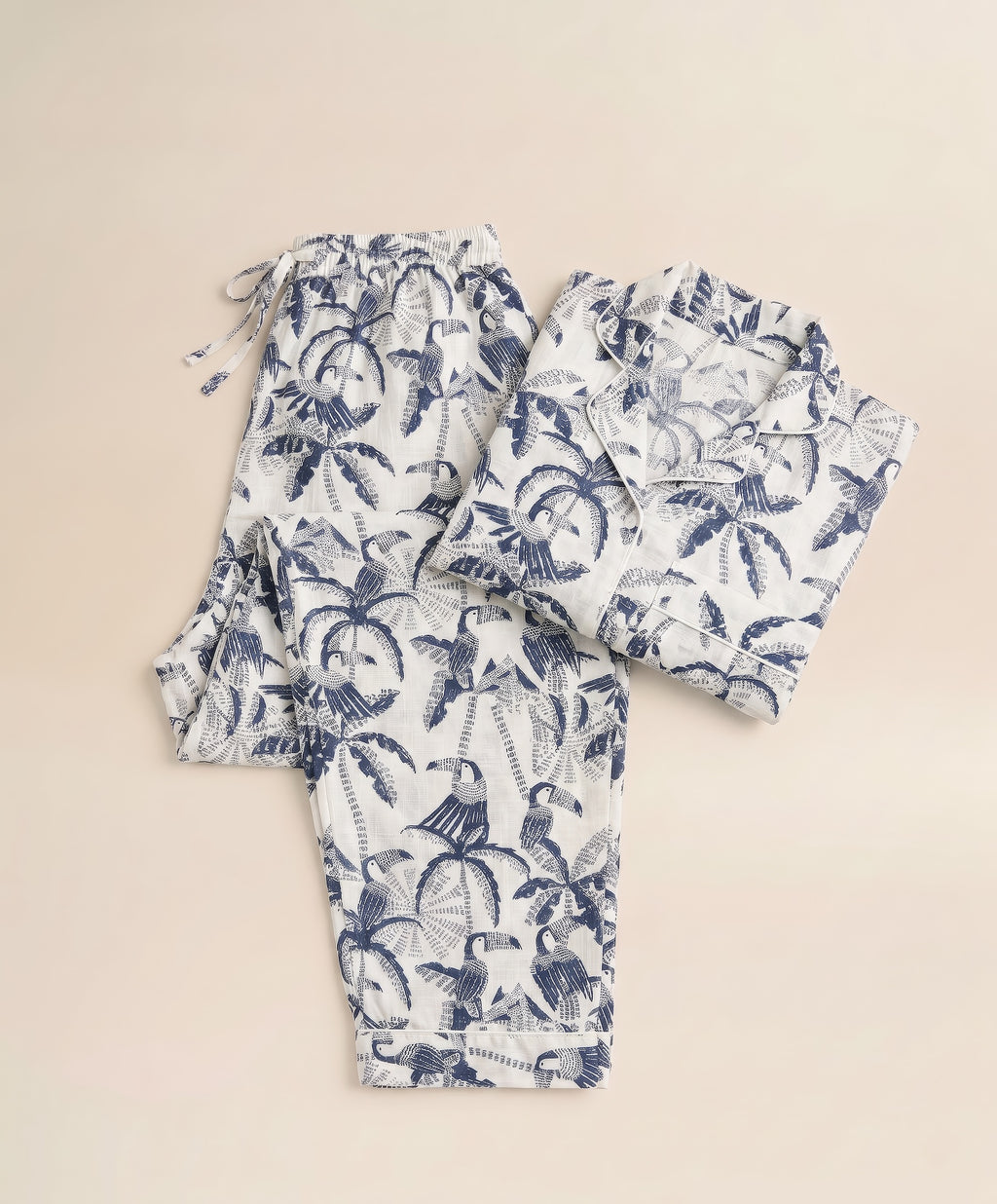 Pyjamas - White BlueTropical Print