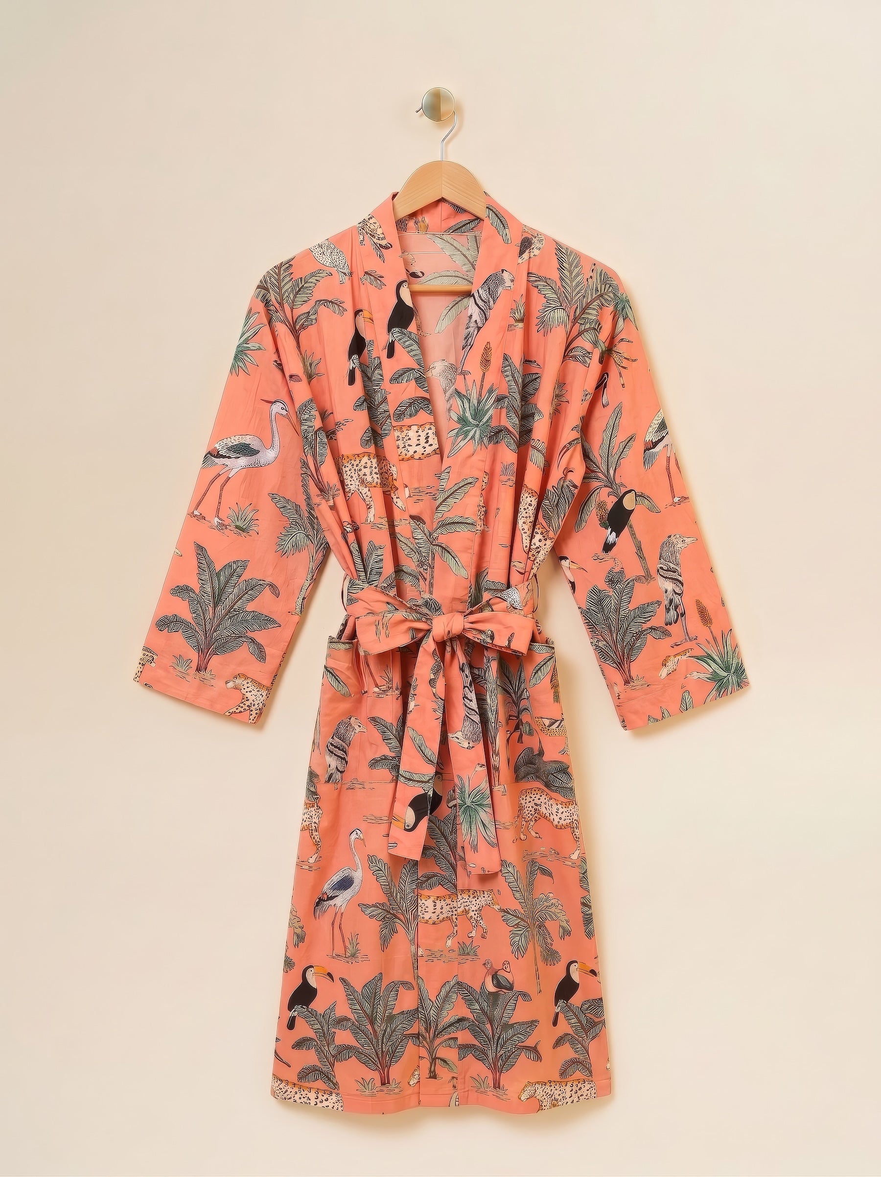 Robe - Coral Tropical Print