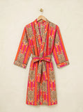 Robe - Orange & Pink Stripe Tiger Print