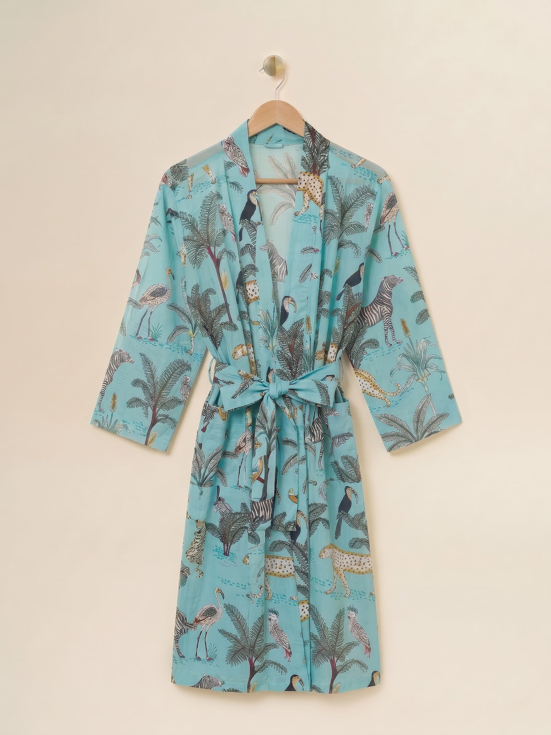 Robe - Light Blue Tropical Print