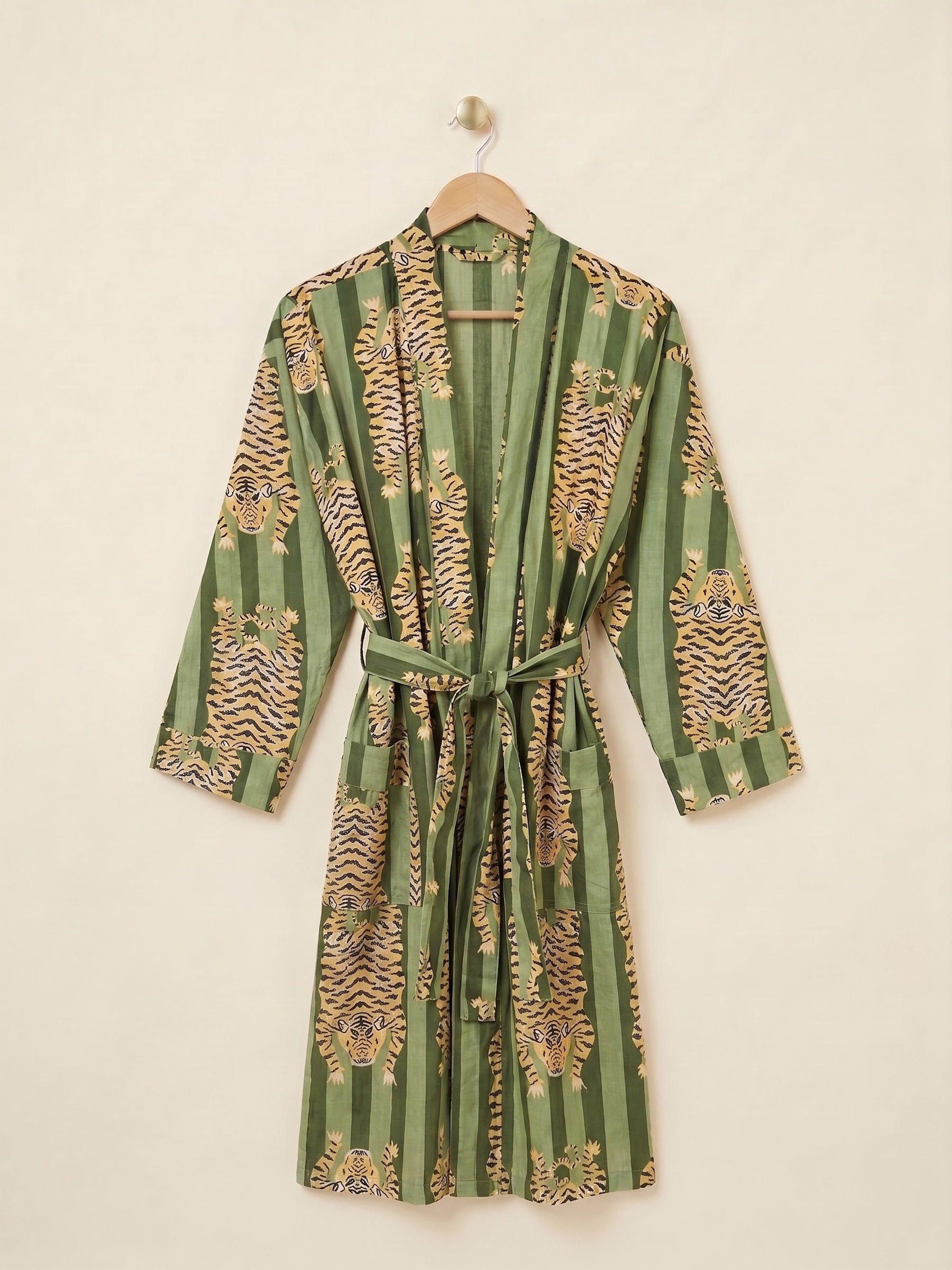 Robe - Green Stripe Tiger Print