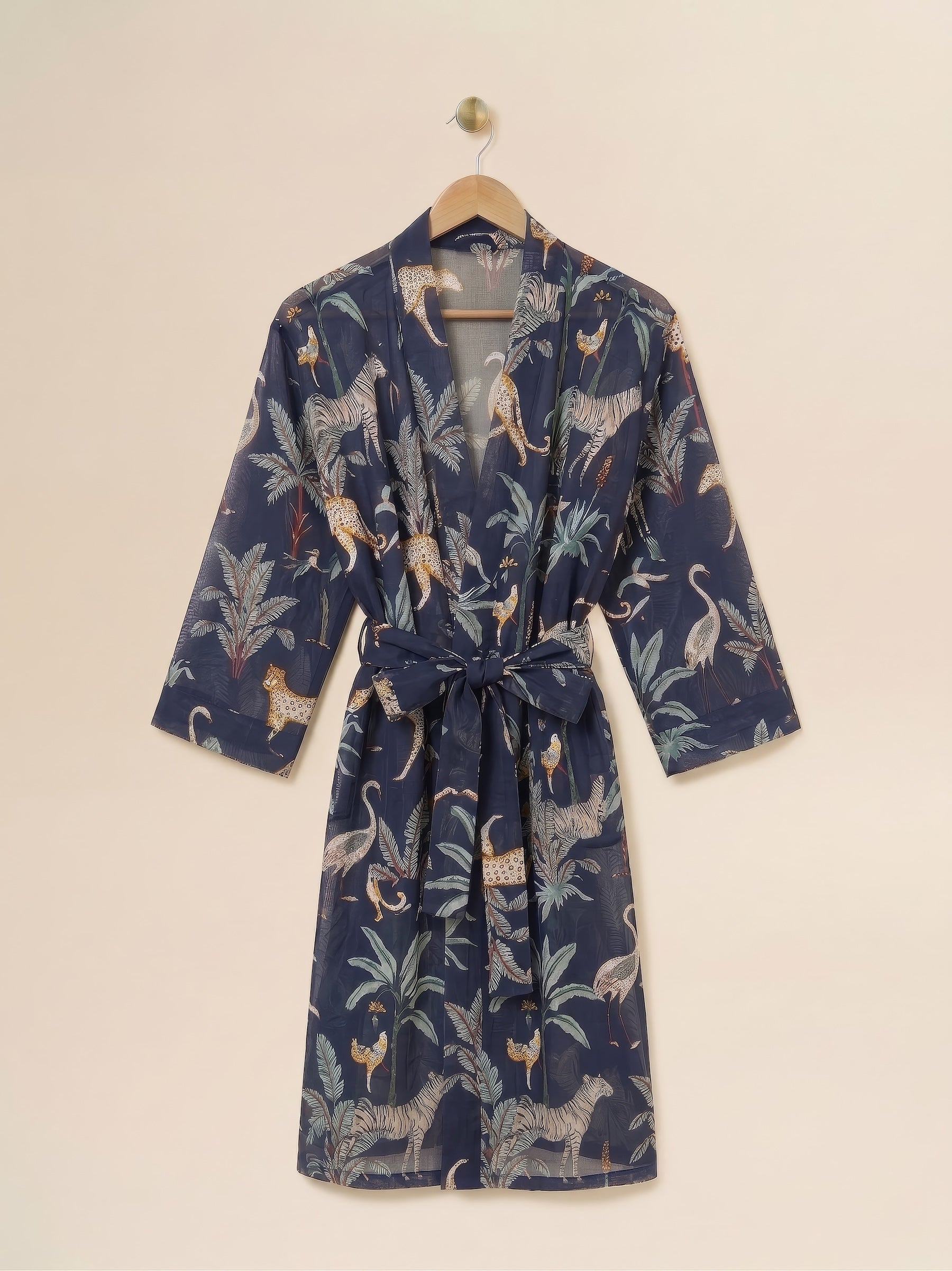 Robe - Navy Tropical Print