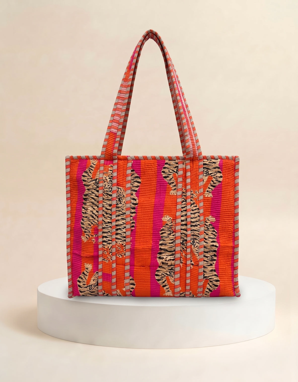 Small Tote - Orange & Pink Tiger Stripe