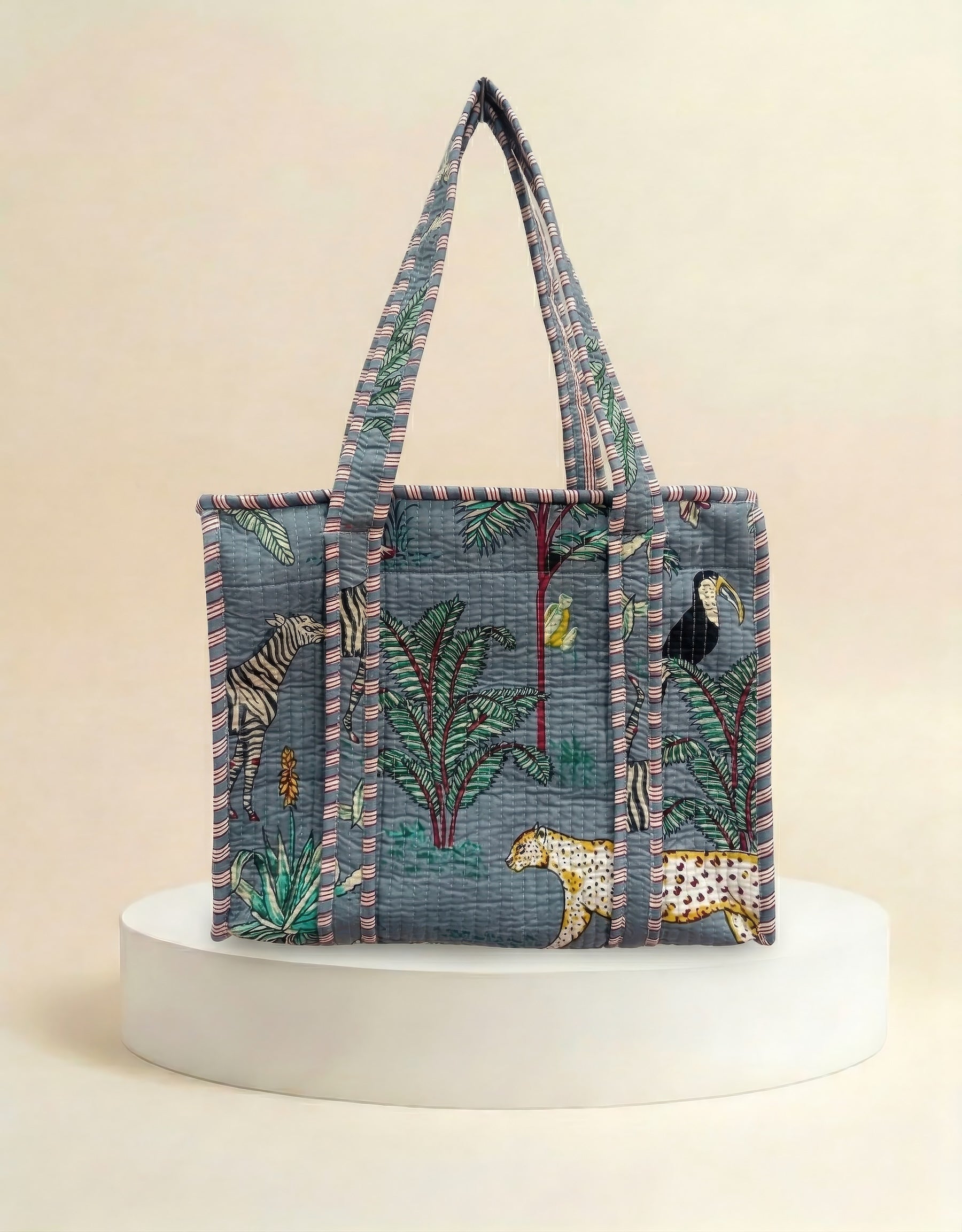 Small Tote - Powder Blue Tropical