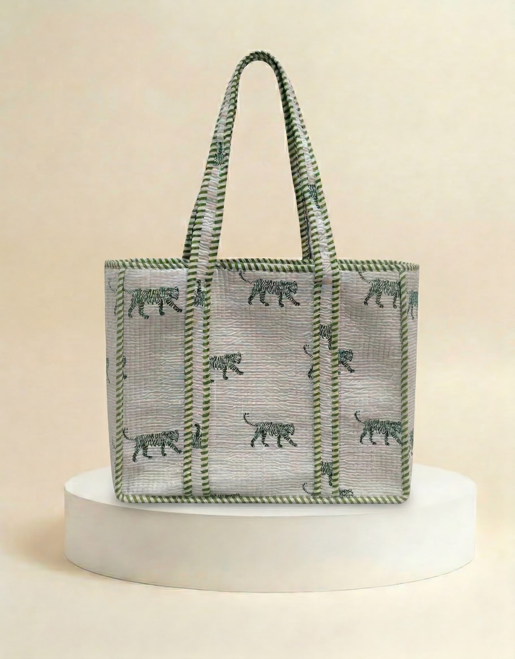 Small Zip Tote - Olive Tiger