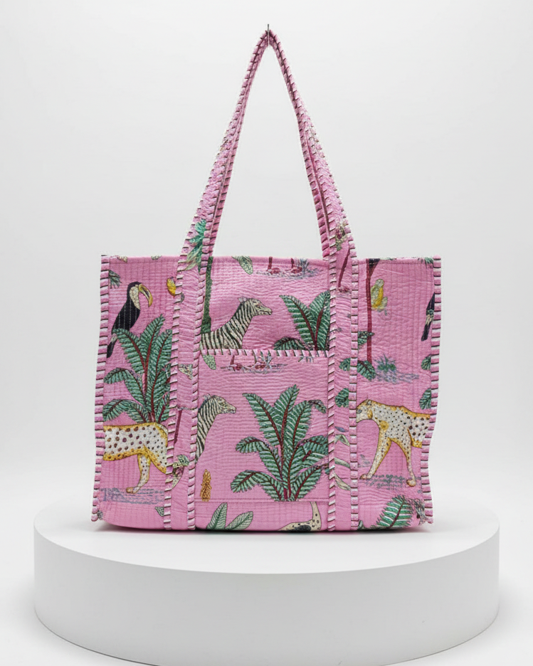 Tote - Bright Pink Tropical