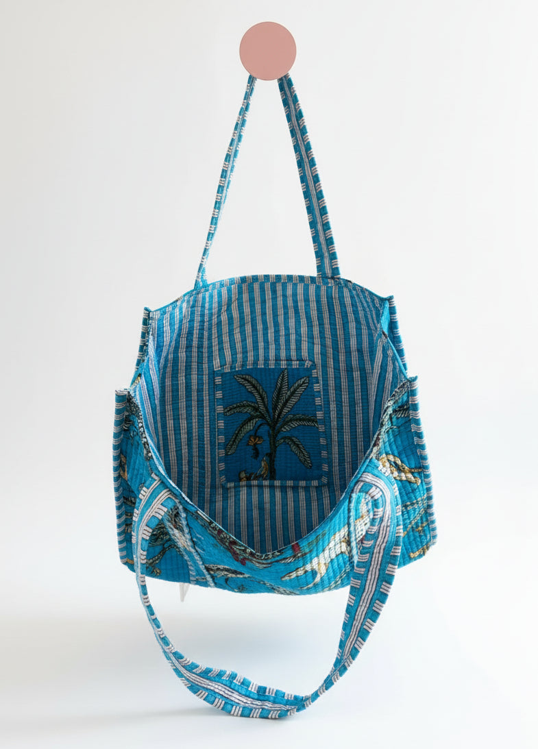 Tote - Bright Blue Tropical