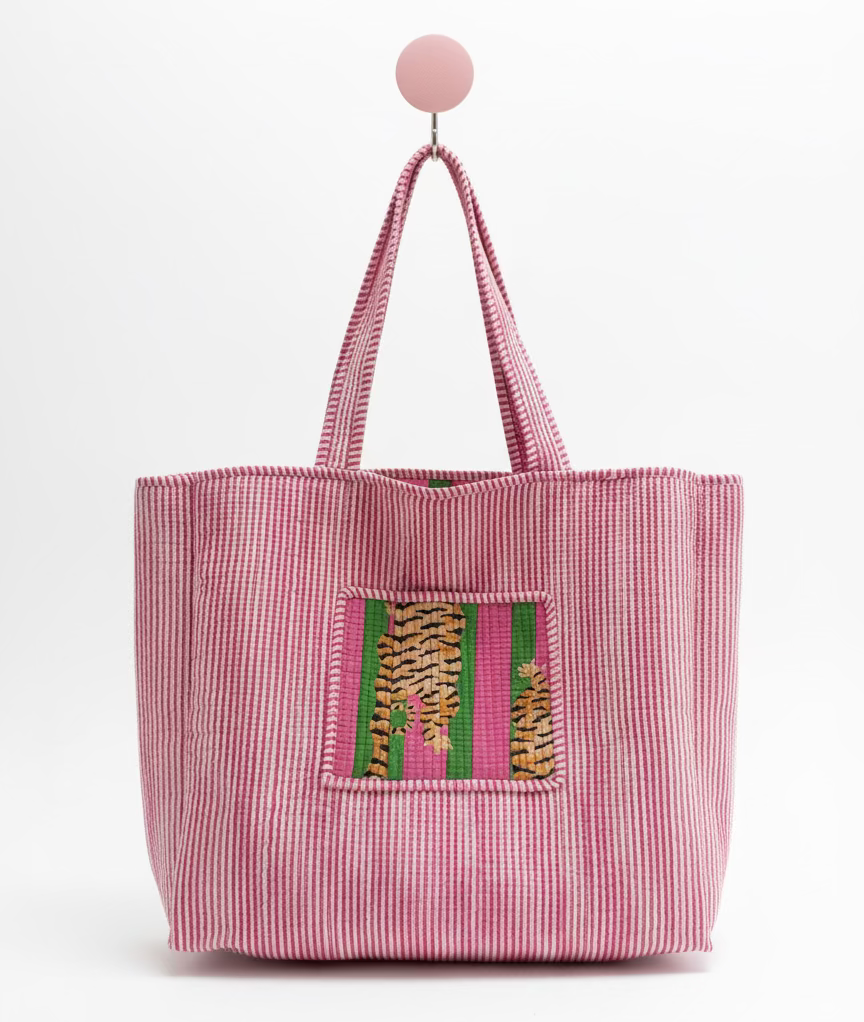 Tote - Pink & Green Tiger Stripe