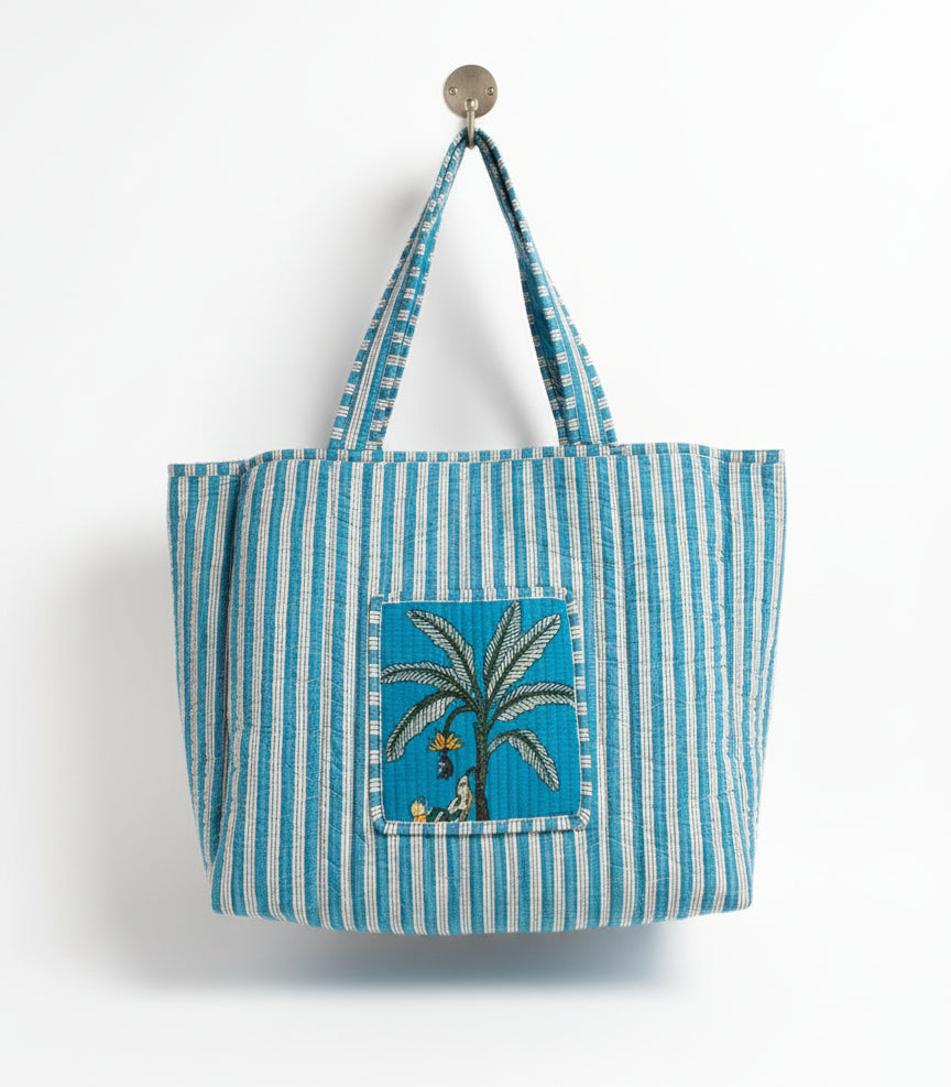 Tote - Bright Blue Tropical