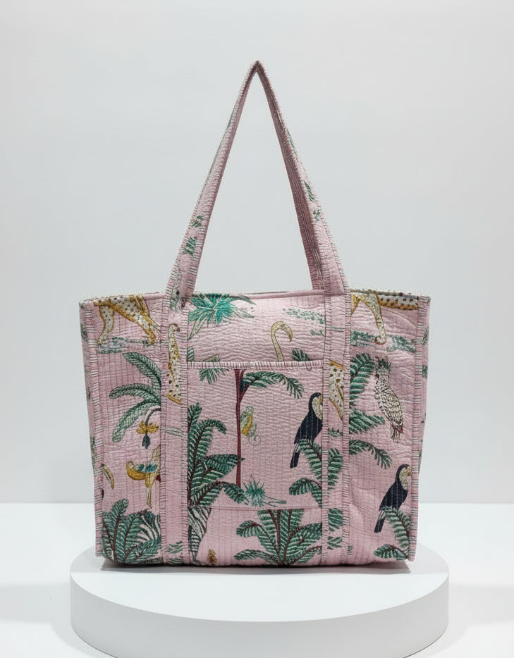 Tote - Light Pink Tropical