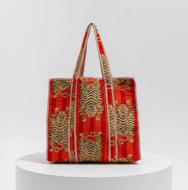Tote Bag - Red & Orange Tiger Stripe