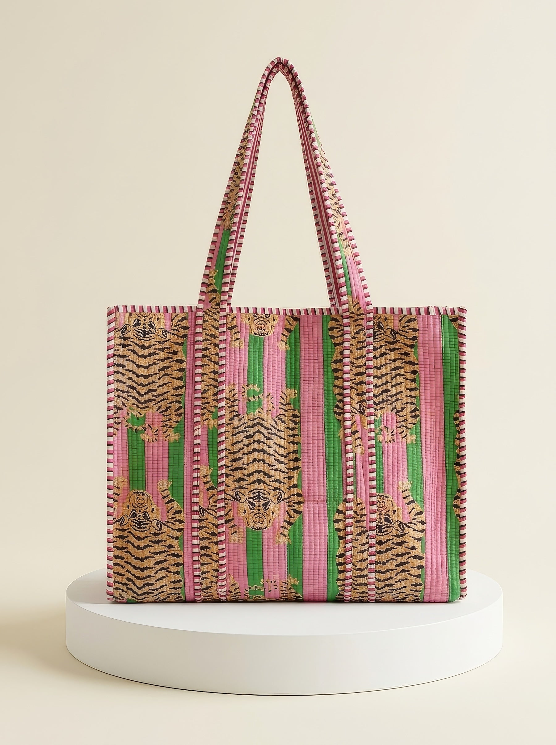 Tote - Pink & Green Tiger Stripe