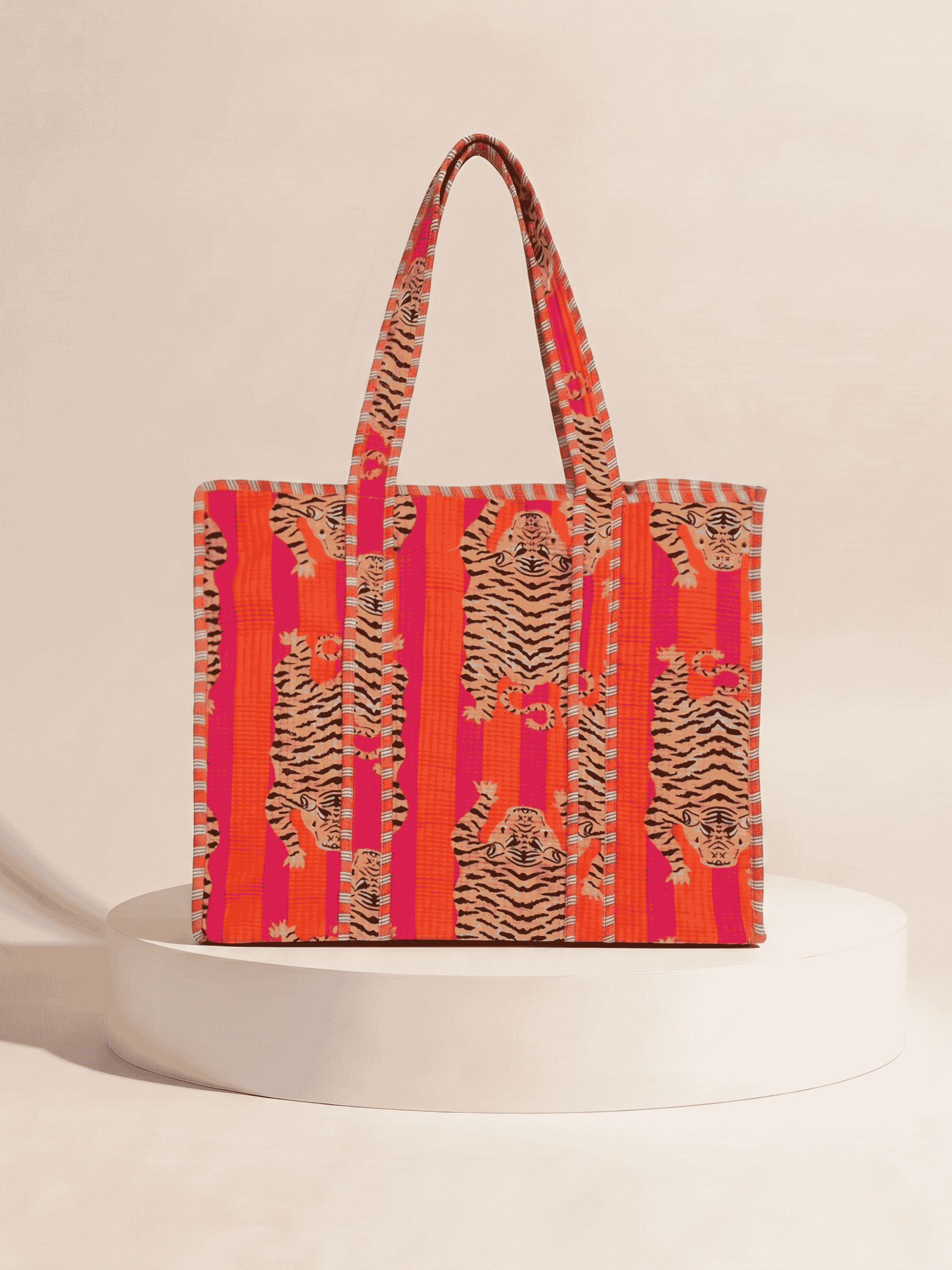 Tote - Orange & Pink Tiger Stripe