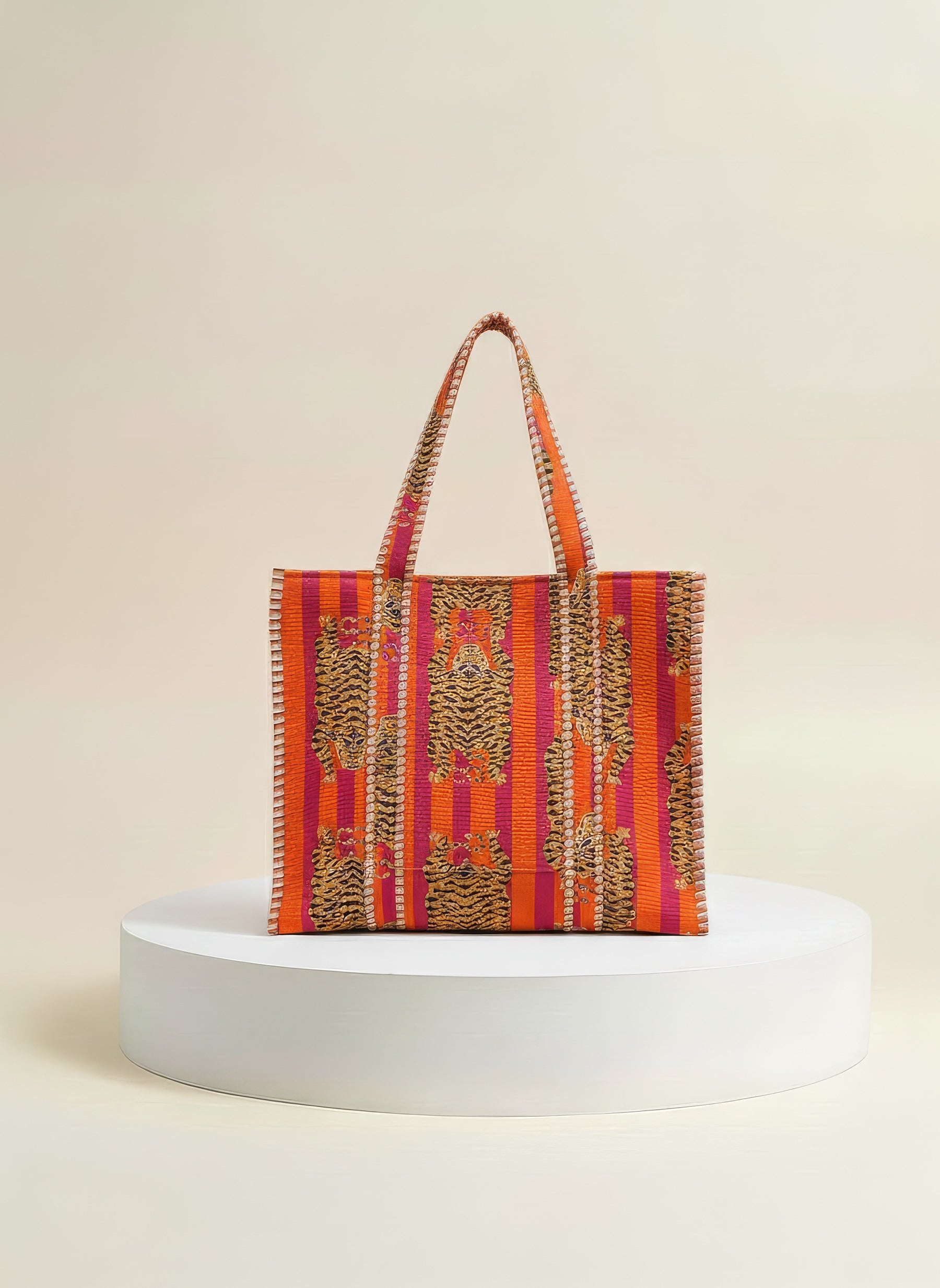 Zip Tote  - Orange Tiger Stripe