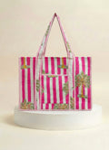 Tote  - Pink Palm Tree Stripes