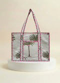 Tote - White & Pink Palm Tree