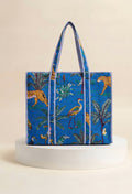 Velvet Zip Tote  - Blue Tropical
