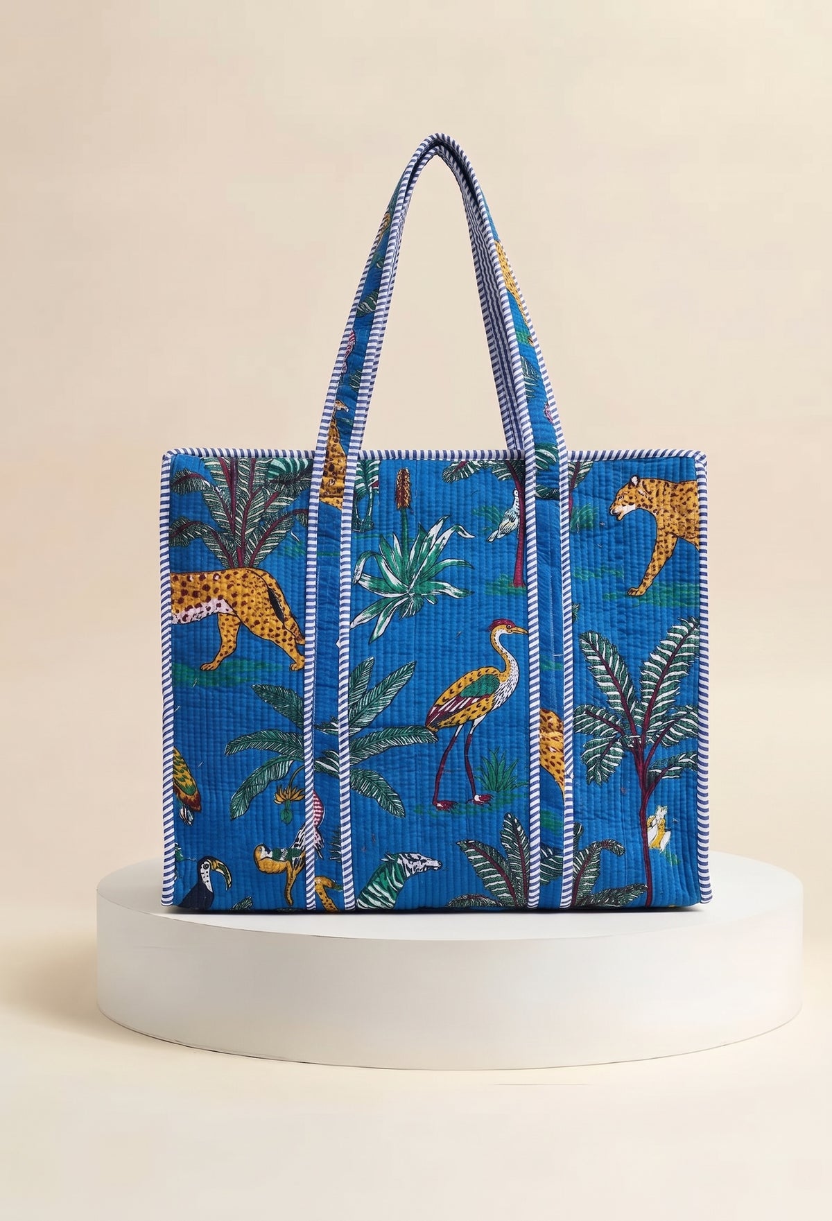 Velvet Zip Tote  - Blue Tropical