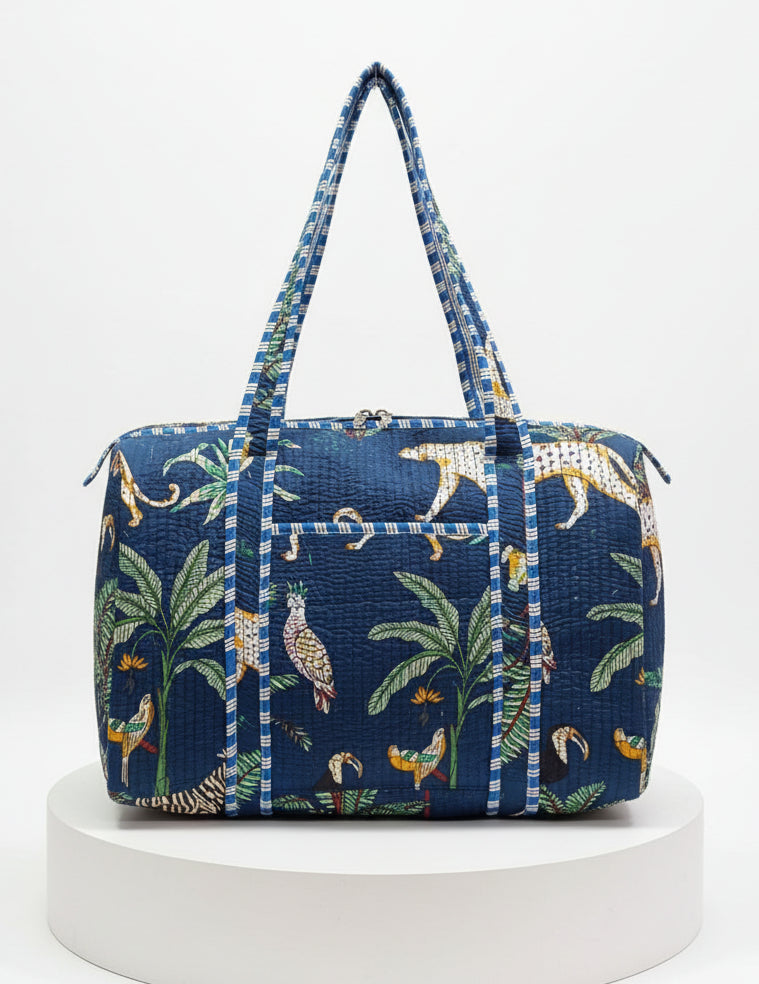 Weekend Bag - Navy Blue Tropical