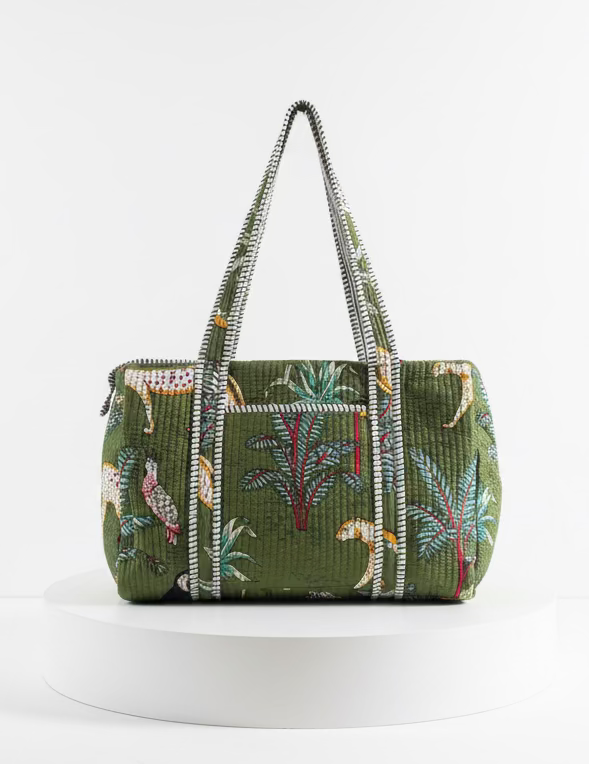 Weekend Bag - Green Tropical Print