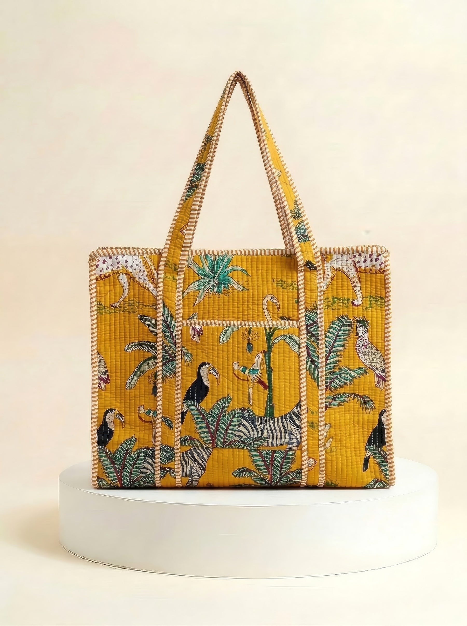 Zip Tote  - Yellow Tropical