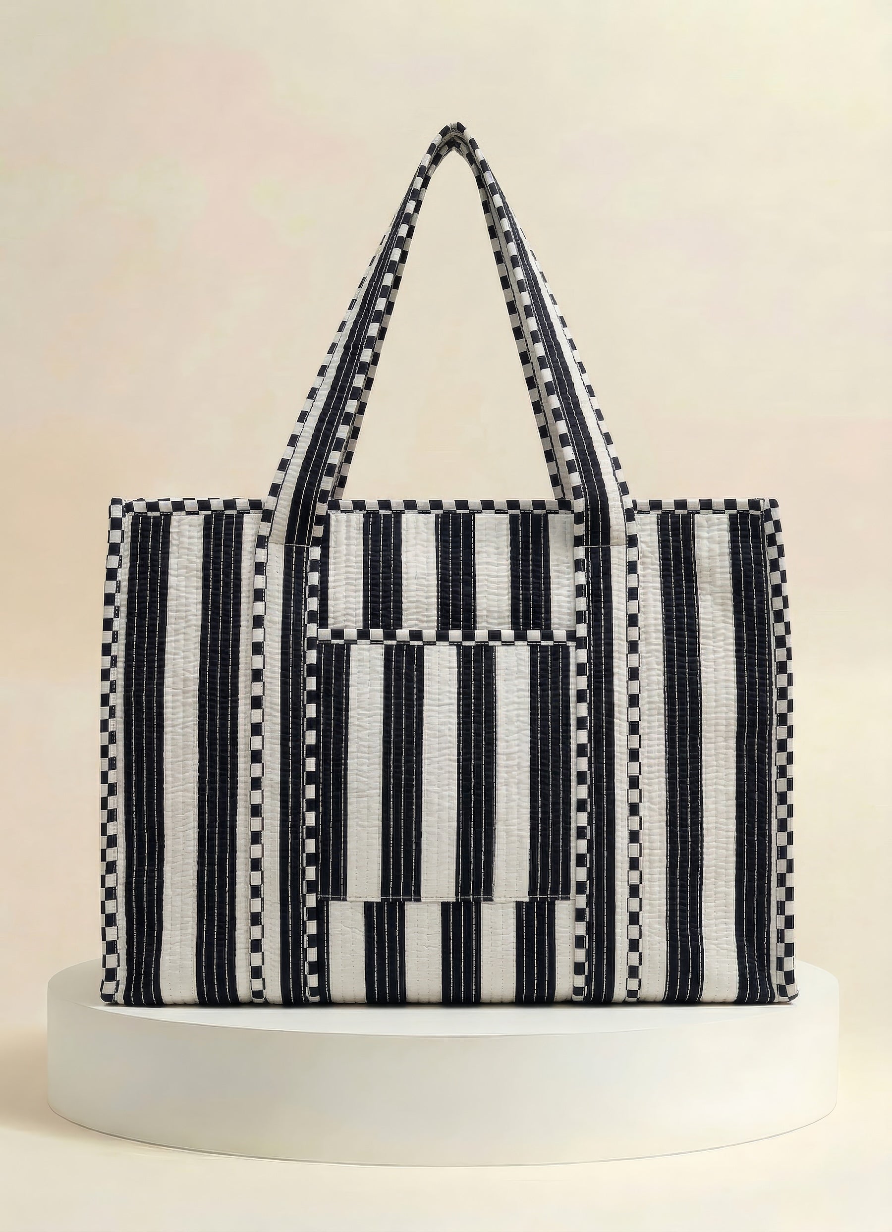 Zip Tote  - Navy Stripes