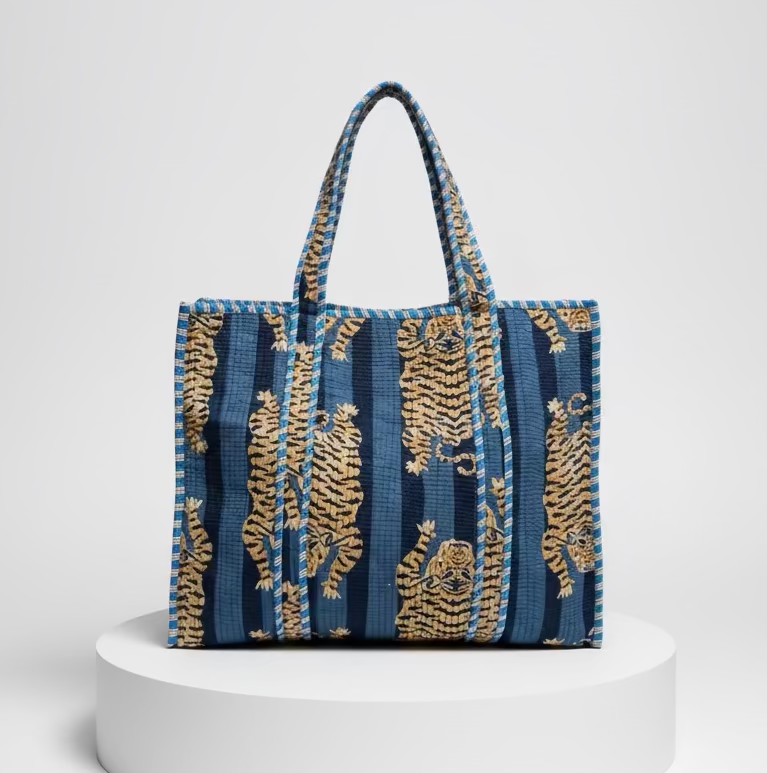 Tote - Blue Tiger Stripe