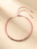 Bracelet - 005 Hot Pink Beaded Gem Stone