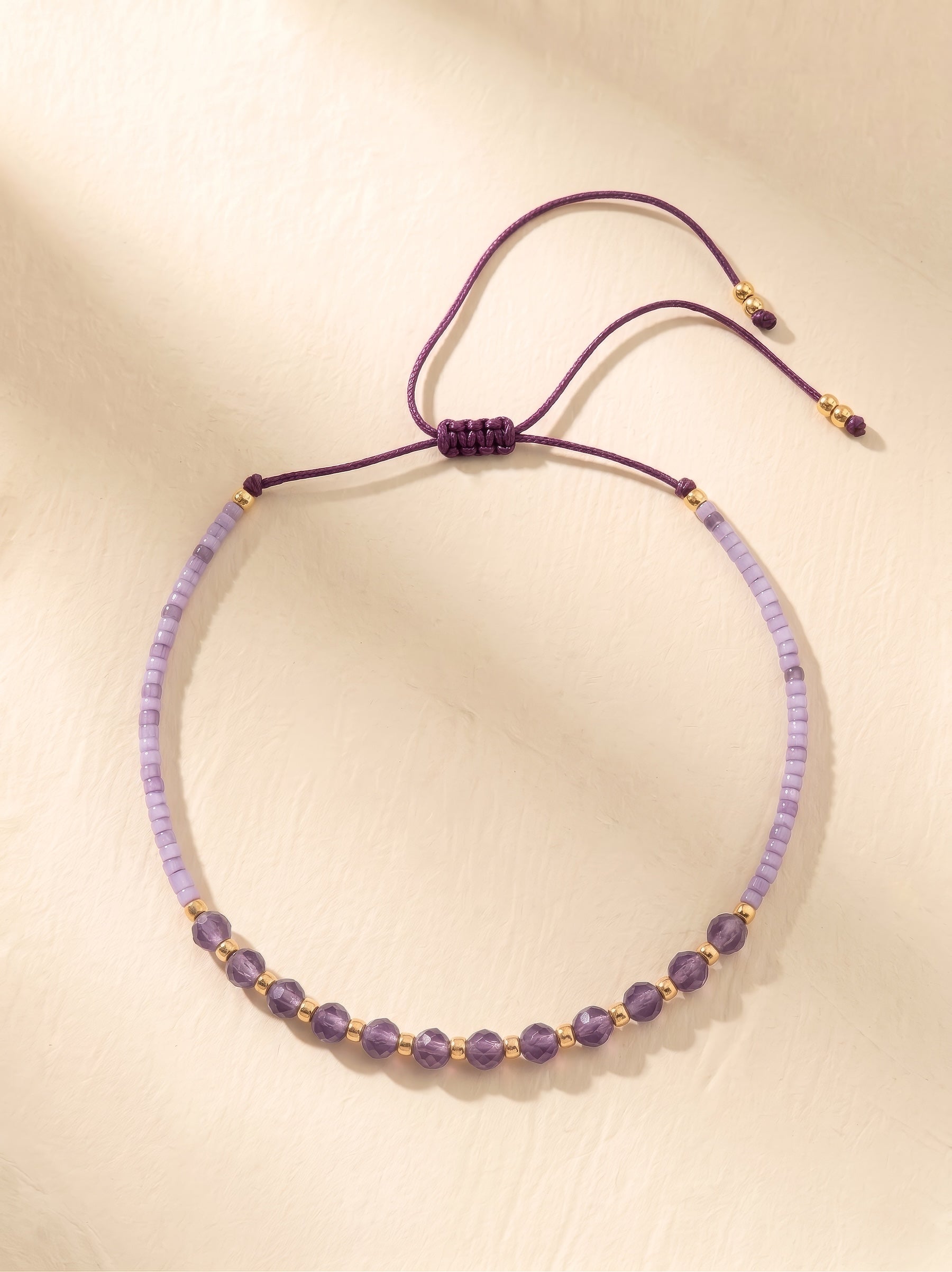 Bracelet - 006 Lilac Beaded Gem Stone
