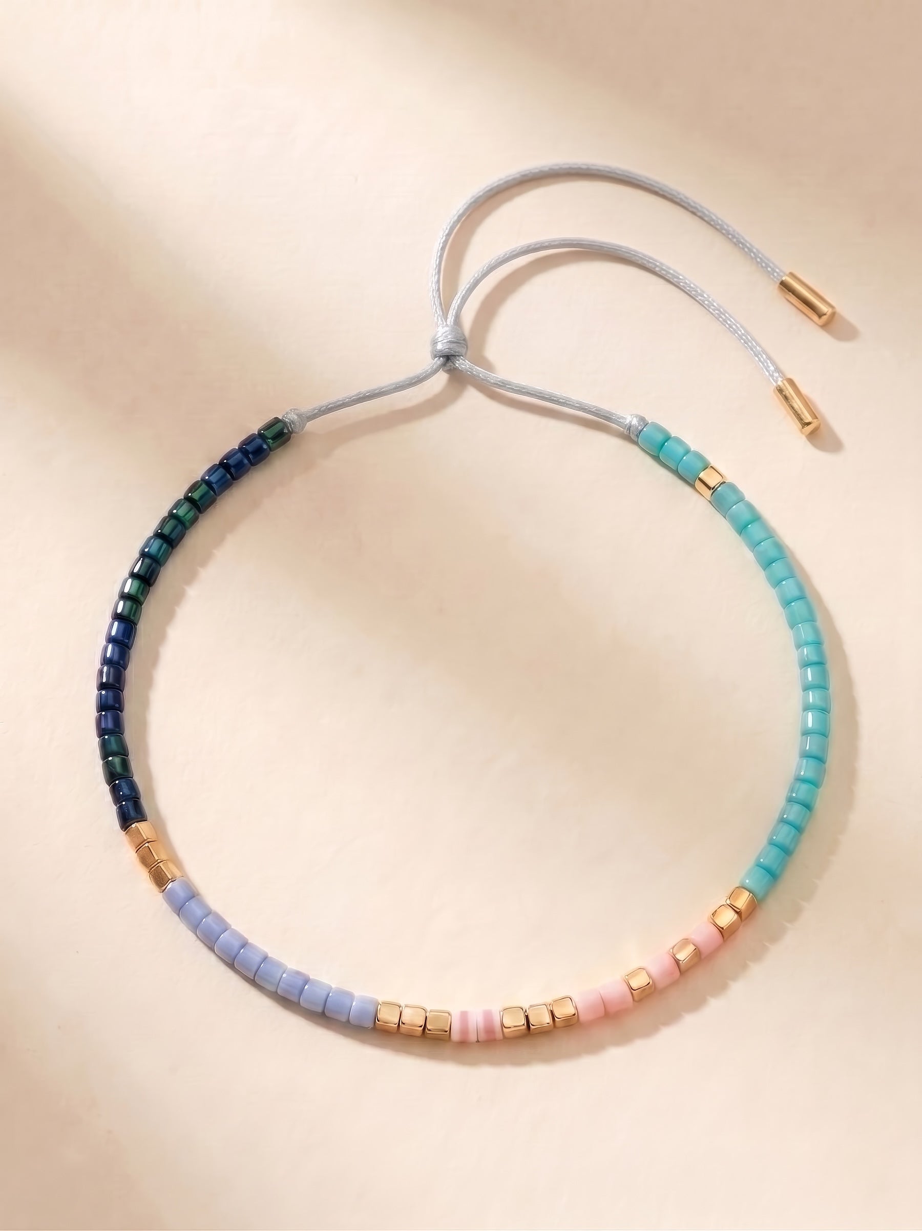 Bracelet - 015 Blue and Pink Miyuki beads