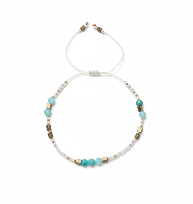 Bracelet - Aqua & Gold Faceted Stones