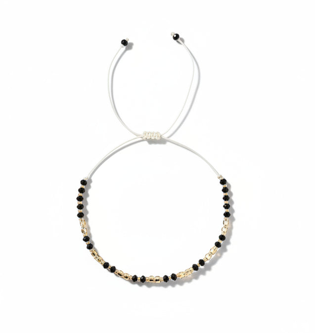 Bracelet - Black & Gold Semi Precious Stones