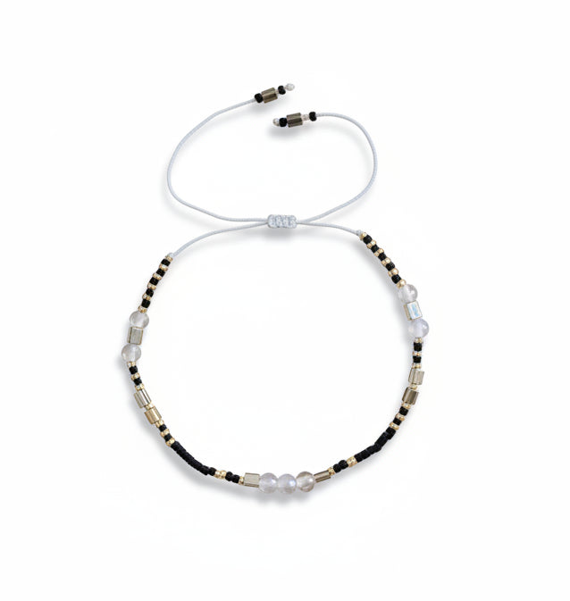 Bracelet - Black & Gold Faceted Stones