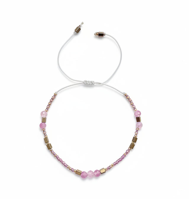 Bracelet - Lilac & Gold Faceted Stones