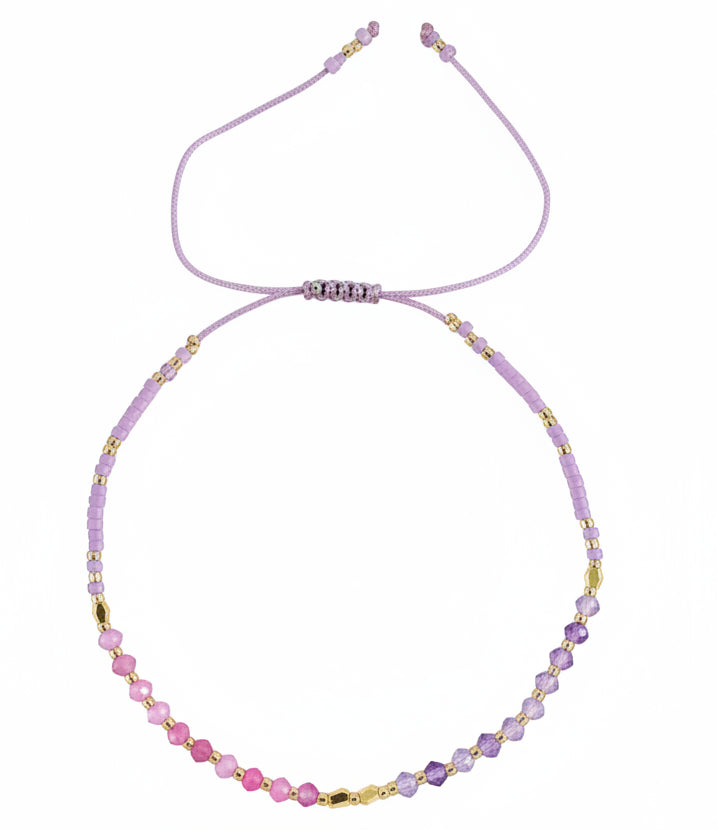Bracelet - Lilac & Pink Faceted Beads