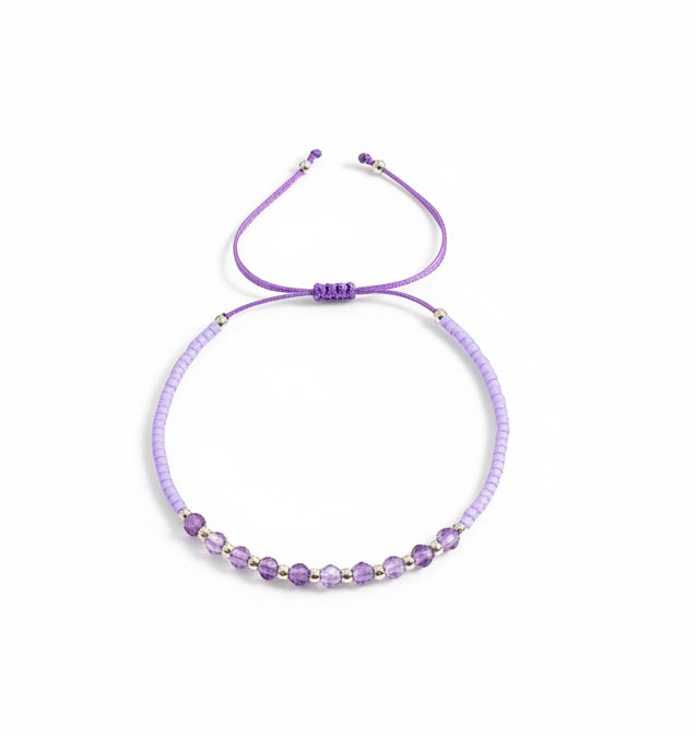 Bracelet - Lilac Beaded Gem Stone