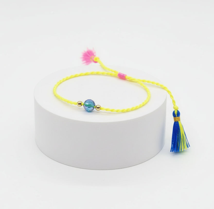 Bracelet - Neon Yellow Rope and Tassels
