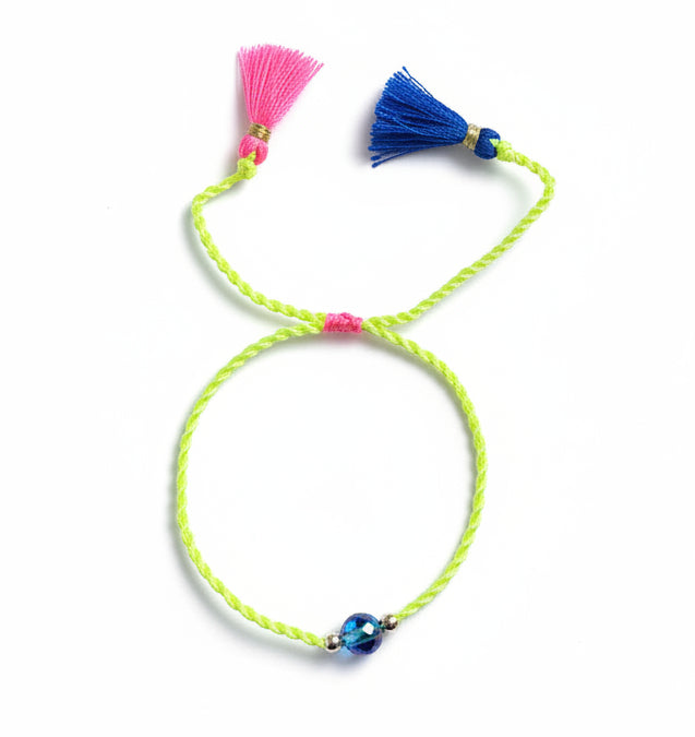 Bracelet - Neon Yellow Rope and Tassels