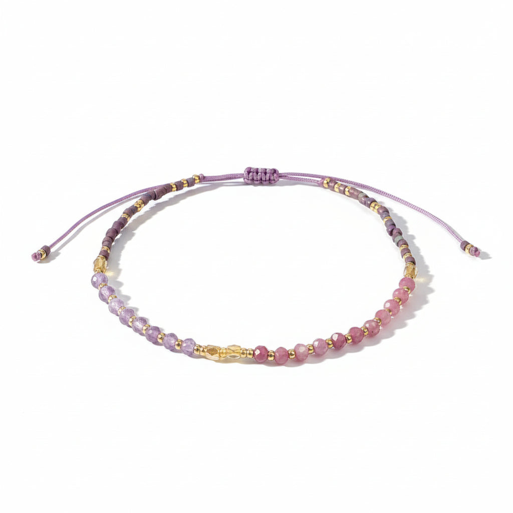 Bracelet - Lilac & Pink Faceted Beads