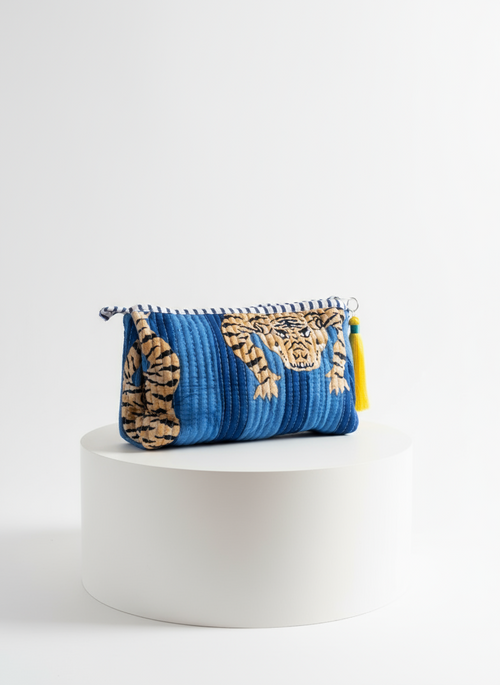 Cosmetic Bag - Dark Blue Tiger Stripe - Set of 3