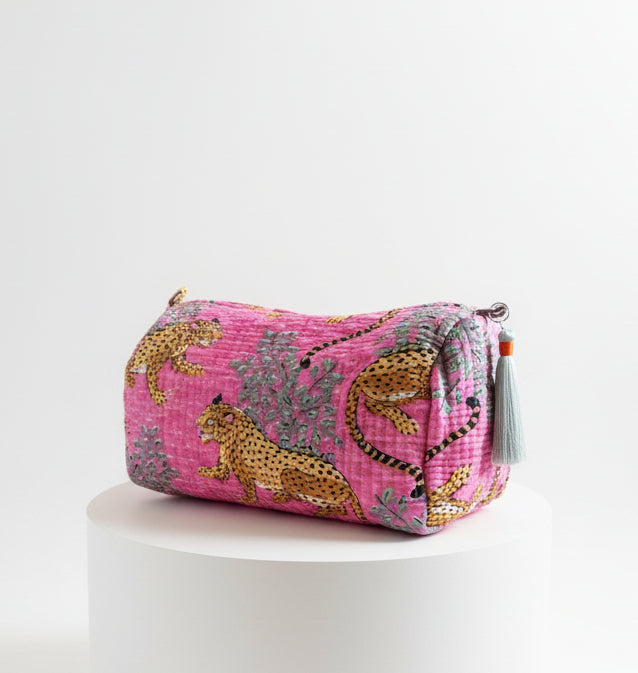 Cosmetic Bags - Hot Pink Cheetah Print - Set of 3