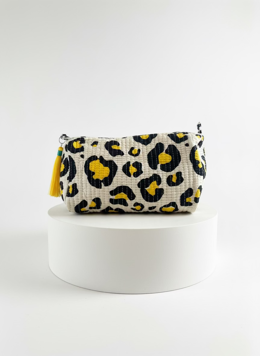 Cosmetic Bags - Yellow Leopard Print - Set of 3