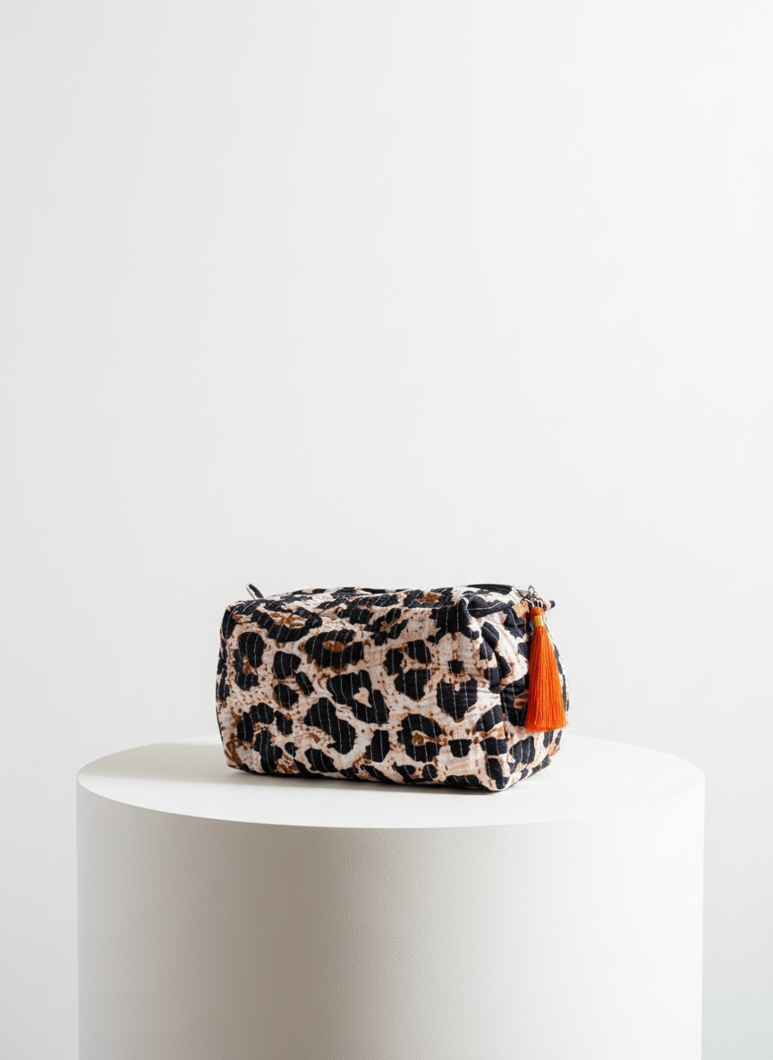 Cosmetic Bags - Orange Leopard print - Set of 3