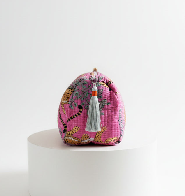 Cosmetic Bags - Hot Pink Cheetah Print - Set of 3