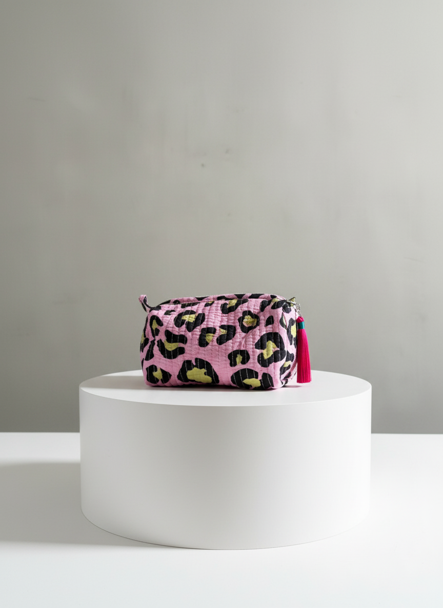 Cosmetic Bags - Pink Leopard print - Set of 3